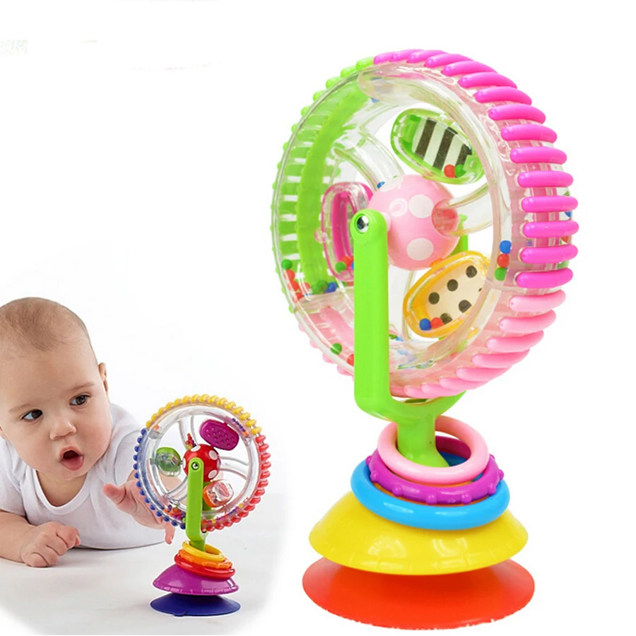 Детские игрушки Трехцветная модель вращающаяся ветряная мельница Noria коляска обеденный стул с присосками Развивающие игрушки для малышей