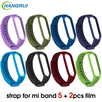 

Silicone Strap For mi Band 5 Replaceable Bracelet miband 5 Wristband for Xiomi mi Miband5 mi band5 watchband TPU with 2pcs film