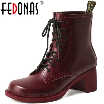 

FEDONAS Sexy Cross Tied Chelsea Boots Women Genuine Leather High Heels Boots Boots 2020 Winter Newest Party Dancing Ankle Boots