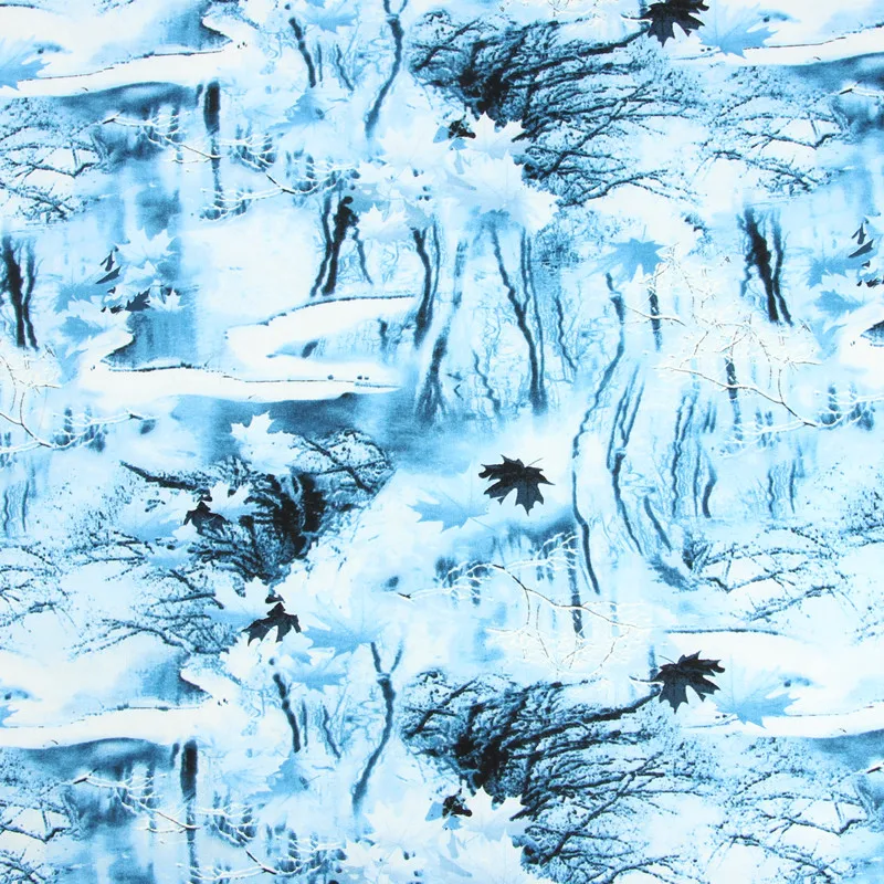 Половина ярда простой хлопок ткань с Северной Европы синий Пейзаж печати, ручной работы DIY одежды платье ткань хлопок CR-162