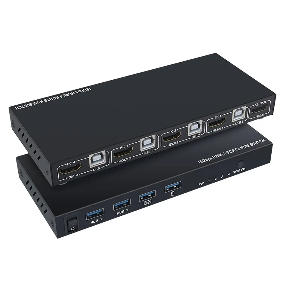 Ultra HD 4K HDMI KVM Switcher 4 Ports Inputs and 1 Port Outputs HDMI2.0 Mouse Keyboard USB Sharer SUB Sale