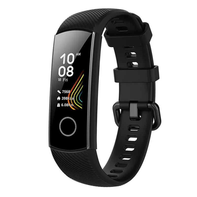 Силиконовый ремешок для huawei honor band 5, умный Браслет, ремешок на запястье для honor band 4, резиновый браслет, умные Сменные аксессуары - Цвет: Black strap