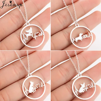 

Jisensp Cartoon Dog Pendant Necklaces for Women Fashion Stainless Steel Jewelry Animal Necklace Chain Girls Kids collier femme
