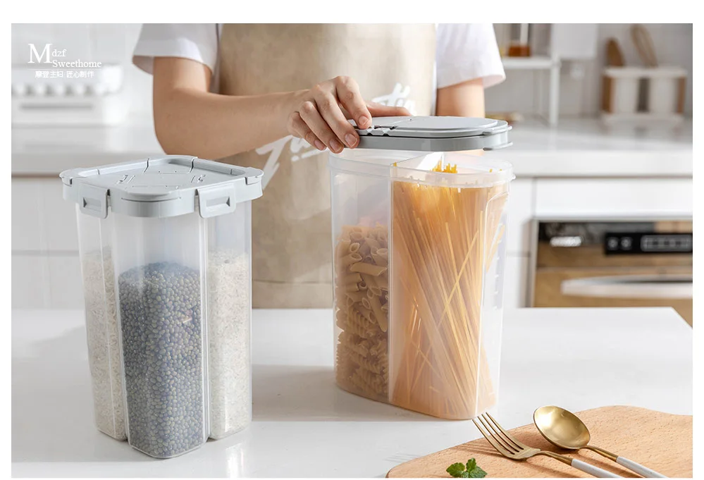 MDZF sweetome набор из 2 контейнеры с крышками для хранения пищи, герметичный резервуар для кухонного хранения, пластиковые отдельные ящики BPA бесплатно
