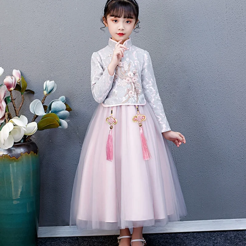 

Child Girl Dress Ancient Costume Costume Qipao Performance Dress Jacket Little Girl Princess Tang Suit Dress For Girls 2-7T