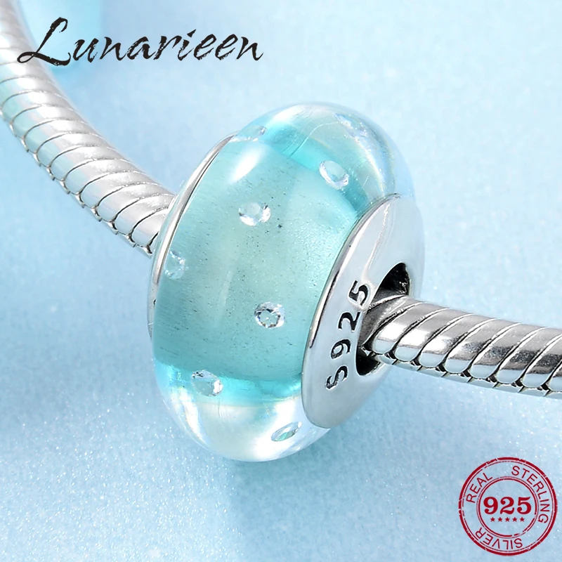 

High quality 925 Sterling Silver Green bubbles Murano Glass Beads Fit Original Pandora Charms Bracelet Jewelry
