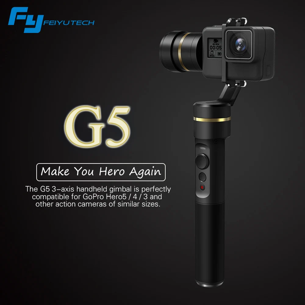 Feiyu G5 3-осевой портативный монопод с шарнирным замком для GoPro HERO5 HERO4 HERO3 экшн Камера стабилизатор для камеры Yi 4K для AEE для SONY RXO