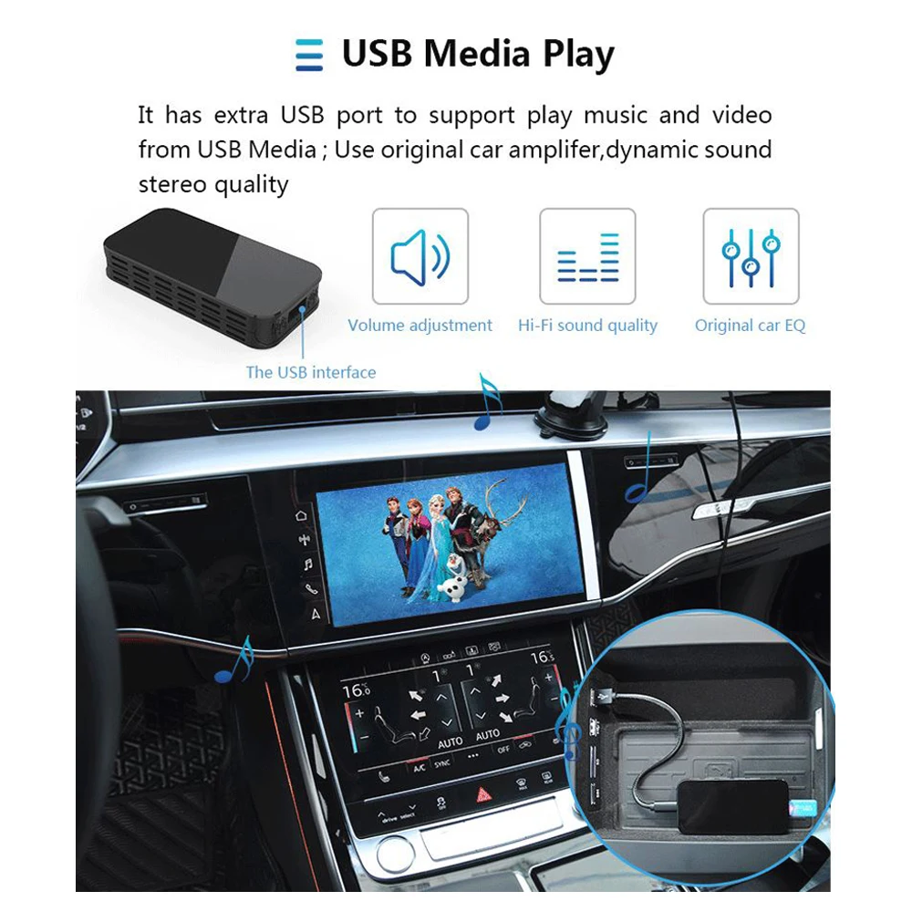Wireless  Carplay  ai box  support  the  5G wifi  Mirror link with USB video play Car TV box  Plug and Play  Carplay box