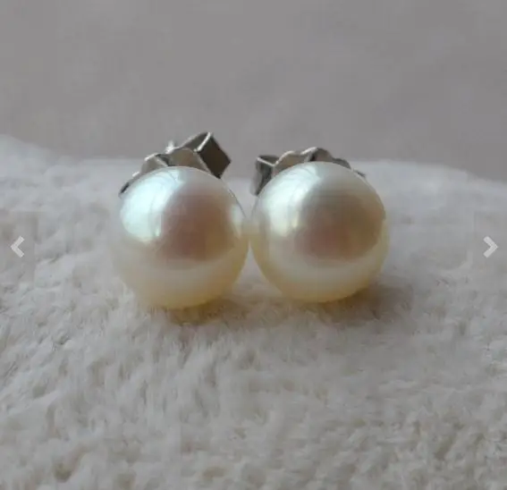 Unique Pearls jewellery Store AAA Top Quality 7-7.5mm White Natural Pearl Earring 925 Silver Earrings Fine Jewelry For Women | Украшения и