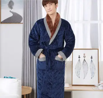 

Winter Coral Velvet Men Sleepwear Robe Home Clothing Kimono Bathrobe Gown Intimate Lingerie Full Sleeve Nightwear