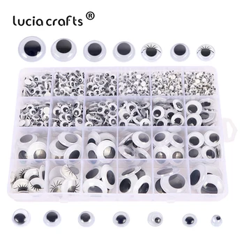 

1Box(1298pcs) 4-25mm Self-adhesive Googly Eyes Glue On Wiggly Eyeballs For Toys Doll DIY Scrapbooking Craft Stickers K0878