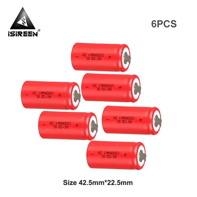 6PCS Subc Ni CD Cell 1,2 V 1200mAh перезаряжаемый SC Ni-CD DIY Электроинструмент аккумуляторные батареи 6,0 V 7,2 V 9,6 V 12V электрическая зубная щетка - Цвет: 6PCS