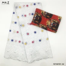 Mr. Z Анкара Африканский Воск принты текстиль нигерийский имитировать Слик атлас вышивка материал швейцарская вуаль кружевная ткань 2,5+ 2,5 ярдов/комплект