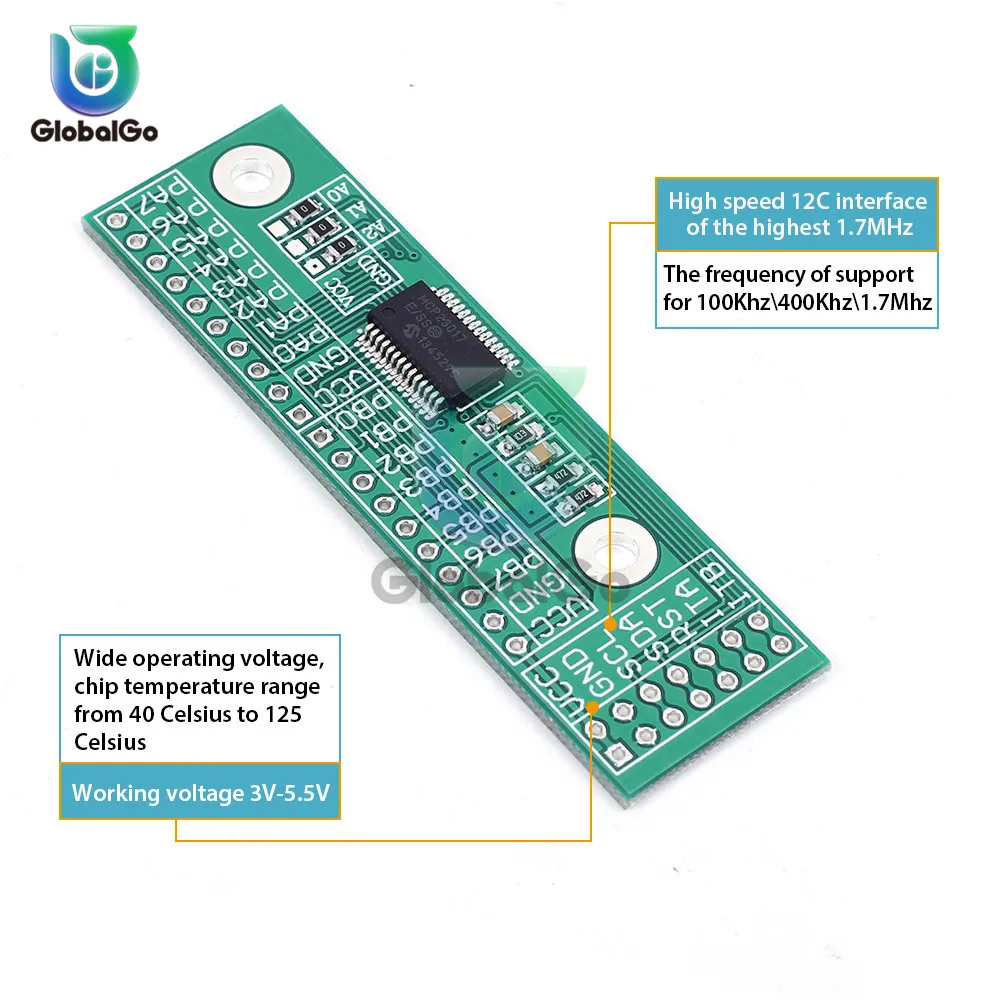 MCP23017-E I2C Интерфейс 16-канальный видеорегистратор ввода-вывода ввода и вывода ЖК-дисплея