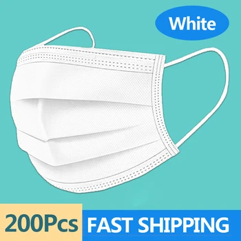 

200Pcs White Mask 3-Layer Disposable Product Face Masks