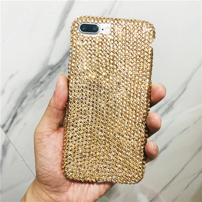 Золотой Модный Цветной Алмазный Роскошный Стразы чехол для iPhone 5S 6 6S 7 8 Plus X XS XR 11 Pro XS Max чехол Блестящий женский чехол - Цвет: Золотой