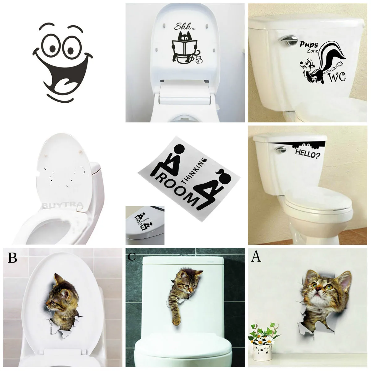 Настенные стикеры в ванную комнату с забавной улыбкой украшение для дома туалете