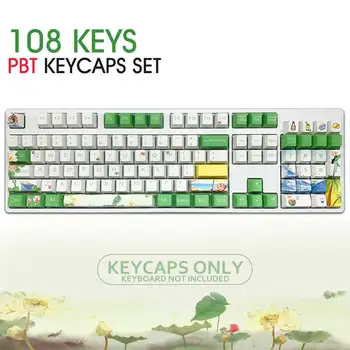 

108-key PBT keycap dye sublimation OEM Profile Lotus protect eyes Keycap Cherry Mx Gateron Kailh Switch Mechanical Keyboard