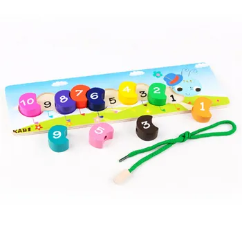 

10pcs/SET Wooden Digital Block Stringing Beaded Toys For Children Learning & Education Colorful Products Kids Toy