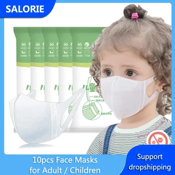 

10 Pcs Face Masks Earloop Mouth Mask Non-woven Melt Blown 3-layer Filter Mask Disposable Mascarilla Adult Children Health Care