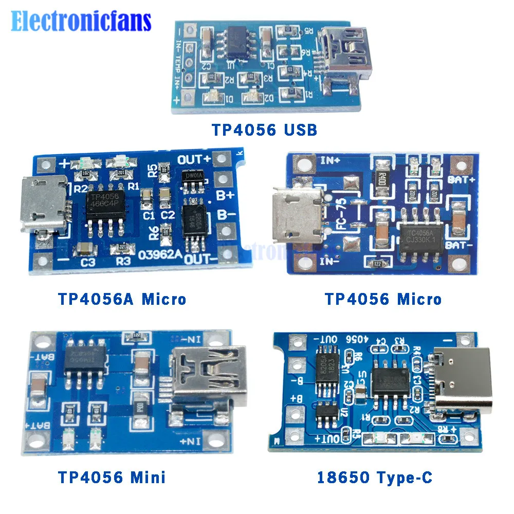 Зарядная плата с разъемами Type-C /Micro USB 5 В 1 А li-ion 18650 TP4056 модуль зарядного