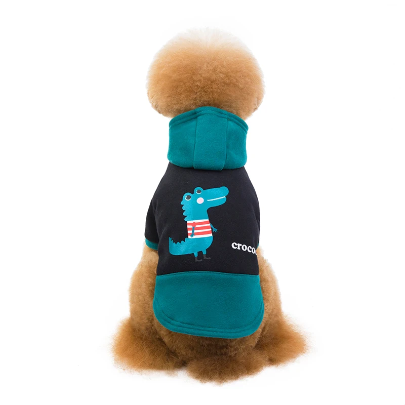 

Autumn winter pet dog clothes color matching hooded sweater Crocodile pattern Small medium dog Teddy French Bulldog Pomeranian