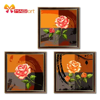 

Cross stitch kits Embroidery needlework sets 11CT water soluble canvas patterns 14CT Abstract style a beautiful rose-NCMF133
