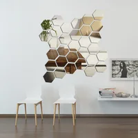 12pcs 3D Hexagon Bathroom Mirror Sticker Home Living Room Sofa TV Background Wall Decal Decor Acrylic DIY Sticker 1