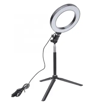 

6 Inch USB Photograph Selfie Ring Light LED Fill Light + Desktop Tripod + Selfie Stick Ring Light