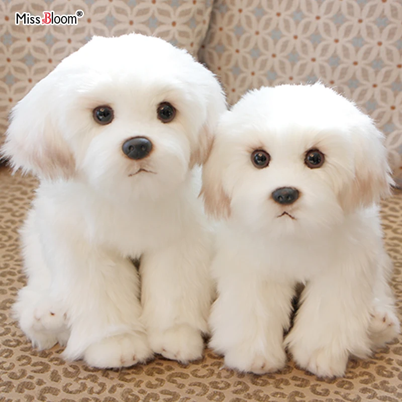 Photo Product Maltese Stuffed Dog Plush Toy Cute Simulation Pets Fluffy Baby Dolls Birthday Gifts for Children Bichon Frise Puppy Dropshipping