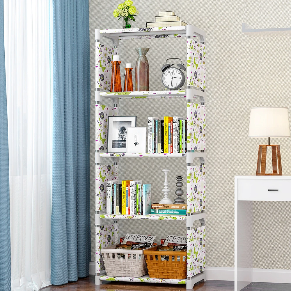 5 Shelf Kids Book Shelf Simple Non Woven Fabric Folding Stand Up Bookshelves Furniture Home Decoration Shelf Saving Space Aliexpress