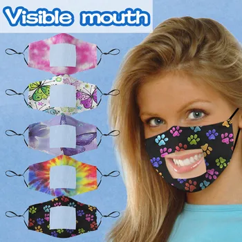 

Smile Communicator Face Mask with Clear Vinyl Visible Expression Lip Breathable Sunscreen Fashion Scarf Mask drop-shipping#3