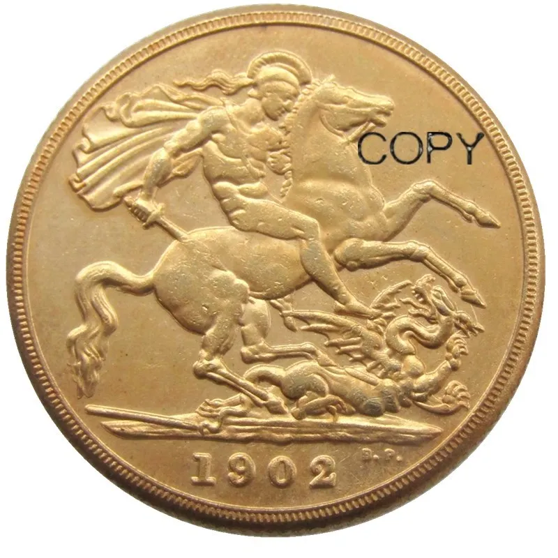 Корона Эдварда VII 1902 2 фунта(2SLD) Позолоченные копии монет