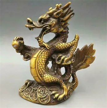 

YM Copper statue Exquisite Collectable Chinese Old Fengshui Twelve Zodiac Animal Bronze Dragon Statue Home Decoration