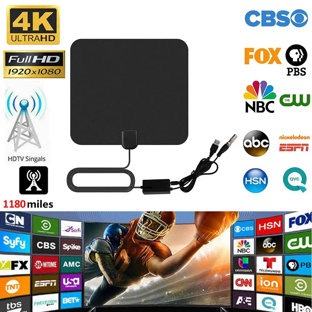 1180 Miles 4K Digital HDTV Indoor TV Antenna With Amplifier Signal Booster TV Radius Surf Fox Antena HD TV Antennas Aerial