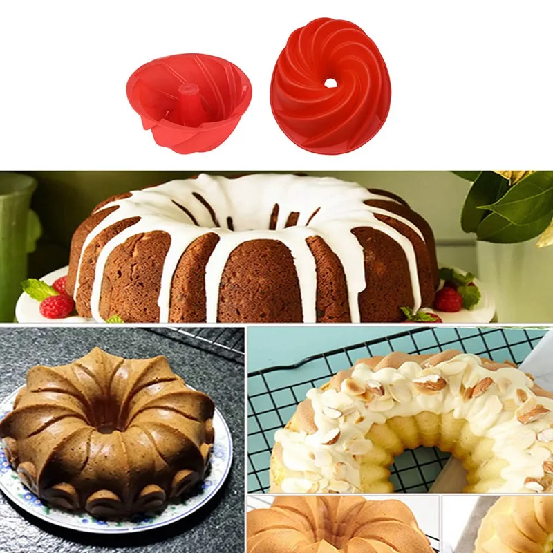 Mini Spiral Shape Food Grade Silicone Cake Mold Pan 3d Fluted Cake Mould Form Bread Bakery Baking Tools Bakeware