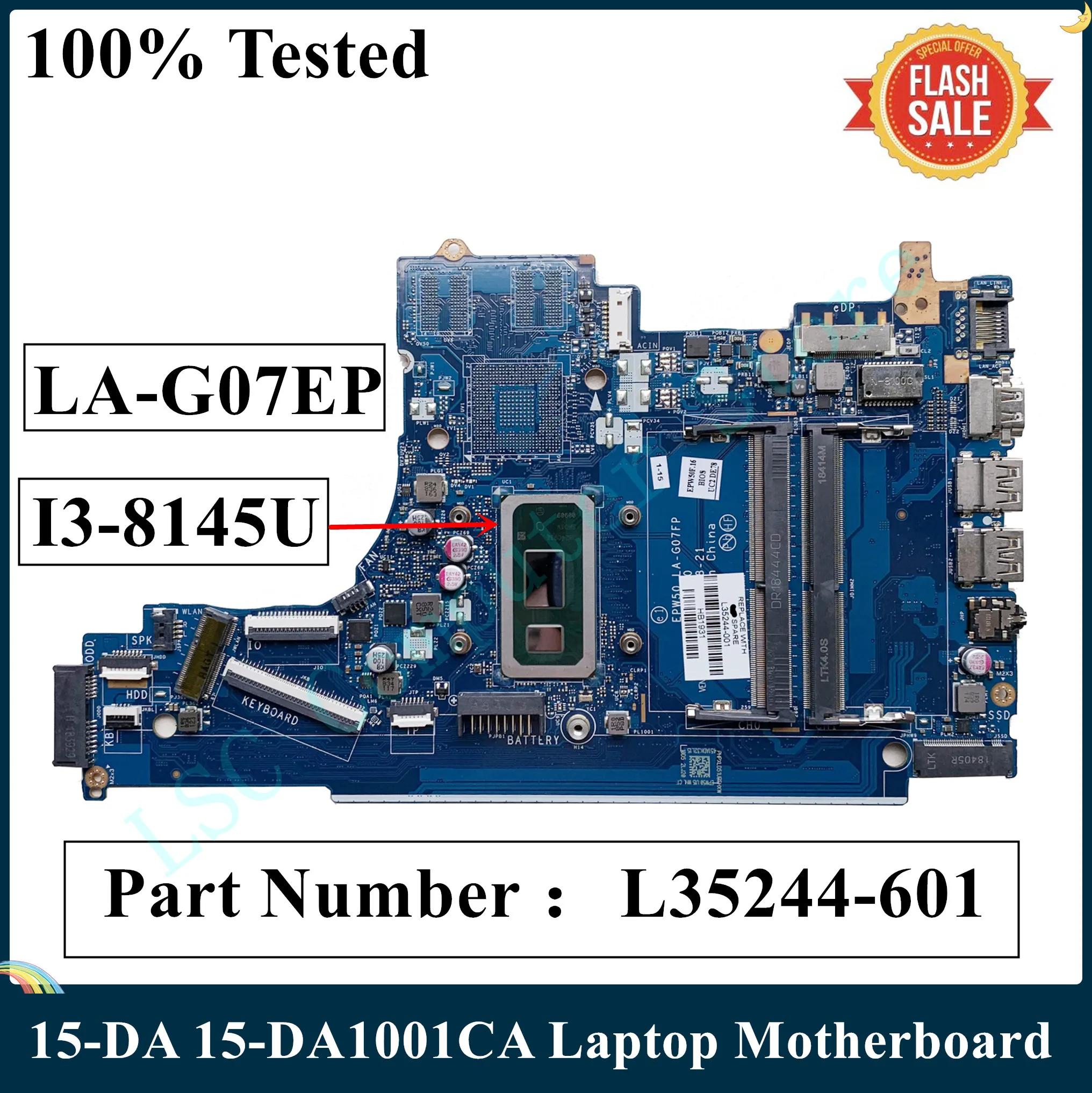 Материнская плата LSC для ноутбука HP 15-DA 15-DA1001CA с процессором SRD1V I3-8145U | Компьютеры и