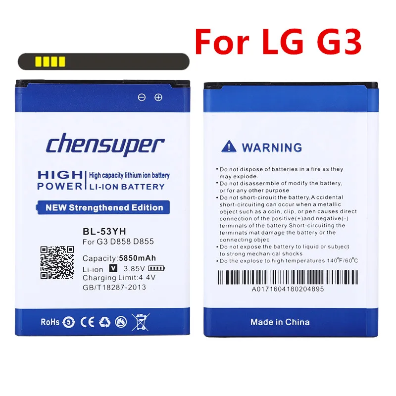 Высокая производительность chensuper телефон Батарея для LG G3 G4 G5 V10 V20 Батарея BL-53YH BL-51YF BL-42D1F BL-45B1F BL-44E1F батареи