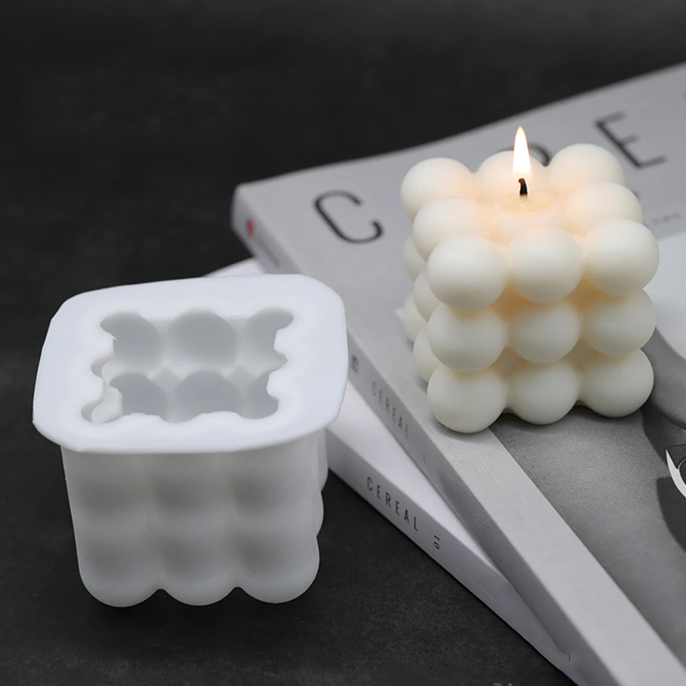 

2019 New Round Magic 3D Cube Candle Mould Soy Wax Essential Oil Aromatherapy Candle DIY Candle wax mold Pendant Plaster Molds