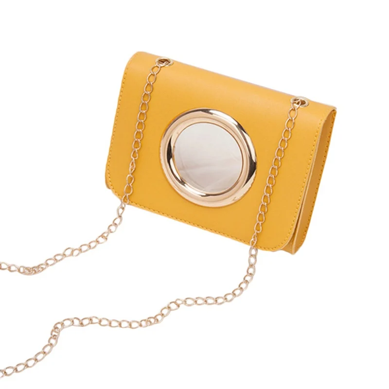 Purse Summer Autumn Korean New Change Packet Cover Type Large Circle PU Solid Decoration Oblique Chain Small Square Bag New