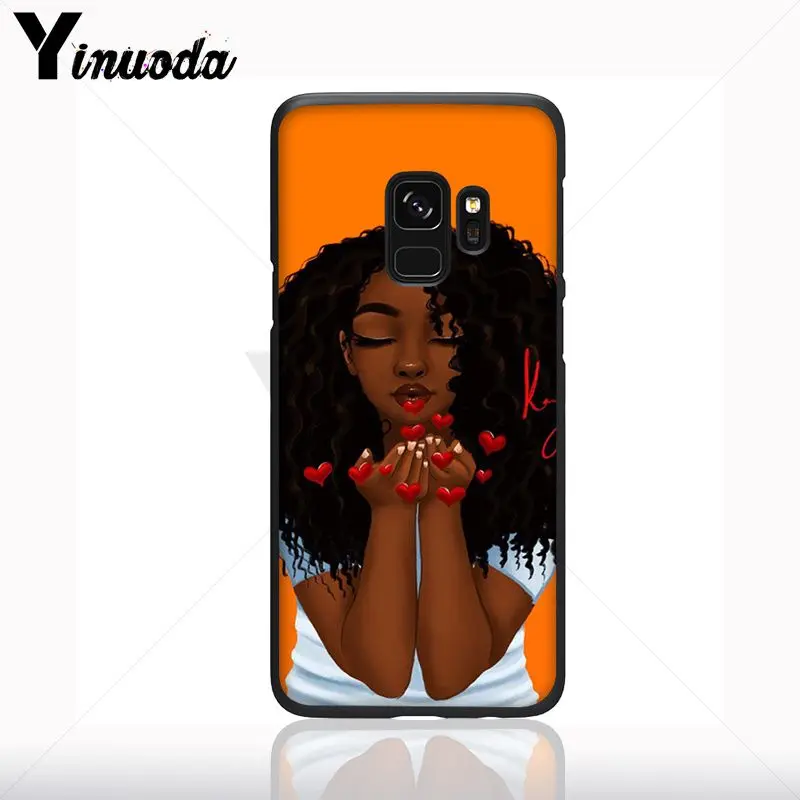 Queen Afro Gadis Hitam Melanin Poppin Lembut Ponsel Case untuk Samsung Galaxy S10plus S9 S8plus S10E A50 A10 A70 Kasus Ponsel