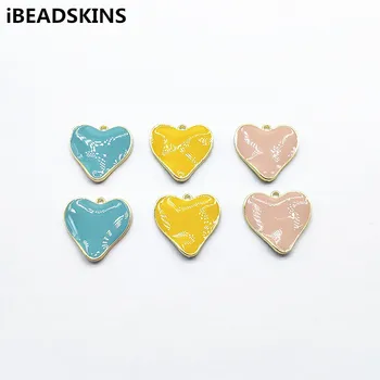 

New arrival! 21x21mm 100pcs Zinc Alloy/Enamel Heart shape Charm for Earrings parts,hand Made Earrings Findings Jewelry DIY