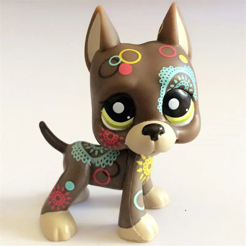 2.3'' Dane Dog Chocolate Star Eyes Animals Kids Toys  Littlest Pet Shop LPS 817 