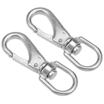 

uxcell Fixed Eye Hook,304 Stainless Steel 1# Carabiner Lock Boat Clip Hook 88mm Length Silver Tone 2 Pcs