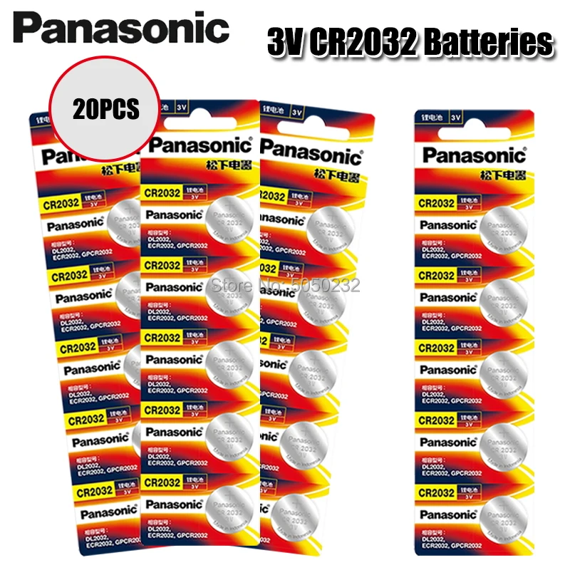 Batería original para PANASONIC cr2032 3v, pila de botón, compatible con reloj, 20 Uds.