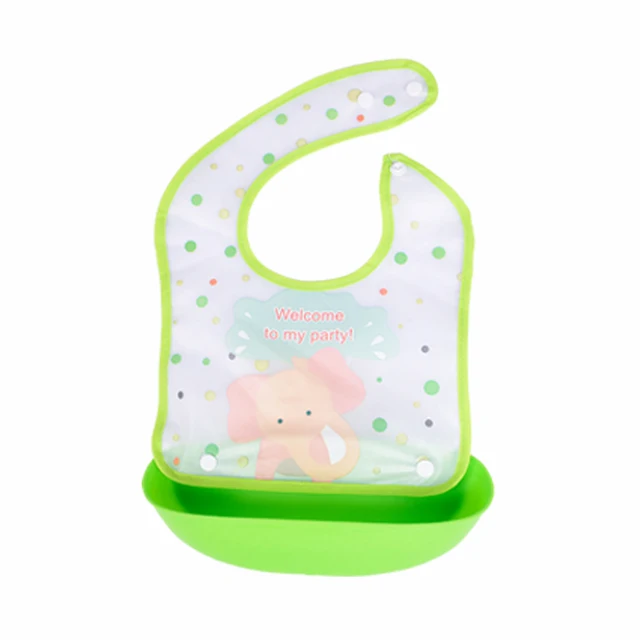 Baby Bib Waterproof Apron Long Sleeve Art Smock for Kids Baby Stuff Chest Protection Feeding Bibs green elephant