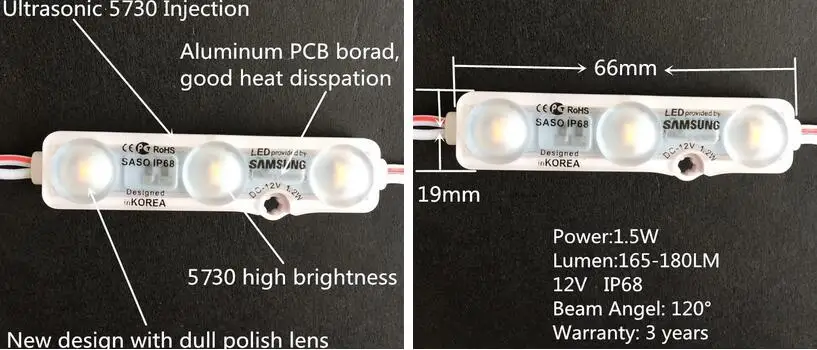 SMD 5730 3 светодиодный s модуль магазин передних окон светильник знак светодиодный светильник SAMSUNG чип водонепроницаемый полоса светильник светодиодный задний светильник