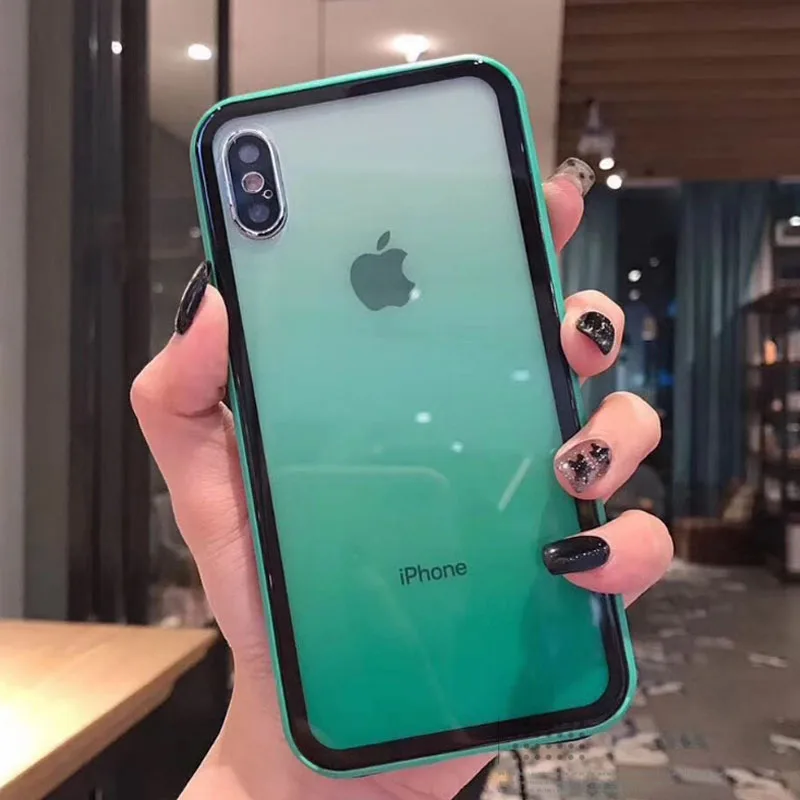 Lovebay Радужный градиентный чехол для iPhone X XS XR XS Max 7 8 6 6s Plus акриловый прозрачный защитный жесткий чехол