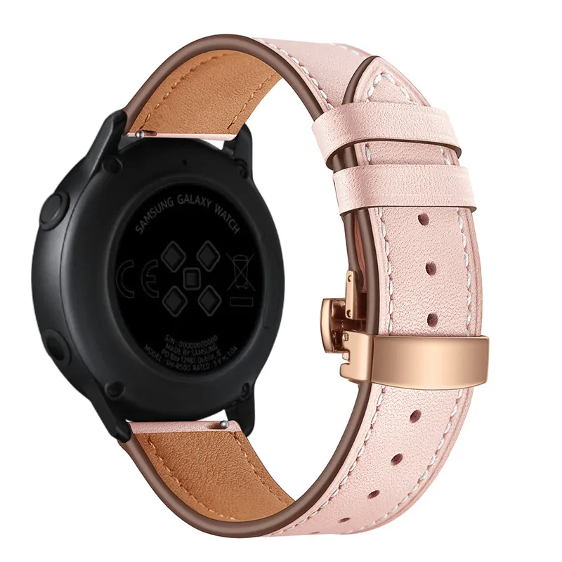 Кожаный ремешок для samsung Galaxy Watch active Band 20 мм ремешок Браслет замена для Galaxy active2 40 мм браслет металлическая пряжка
