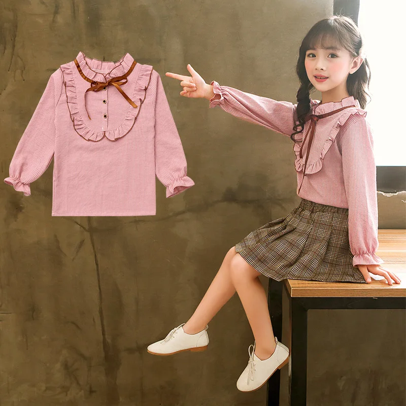 

2020 New Style Korean-style CHILDREN'S Suit Girls Spring Clothing Skirt Set Big Boy CHILDREN'S Shirt Plaid Skirt Two-Piece Set